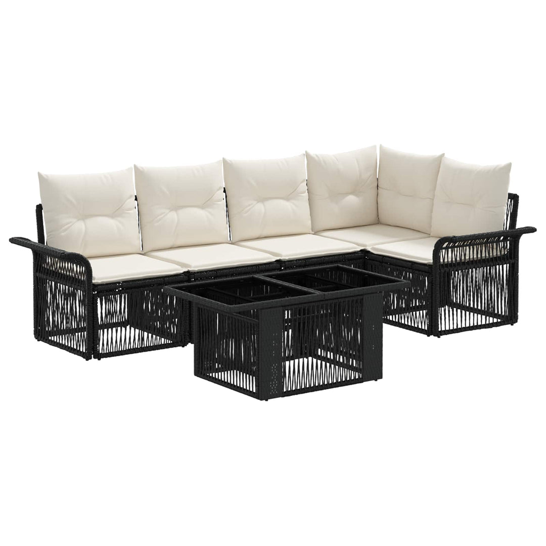 Havesofa Sæt 6 stk. Sort og Cremehvid polyrattan
