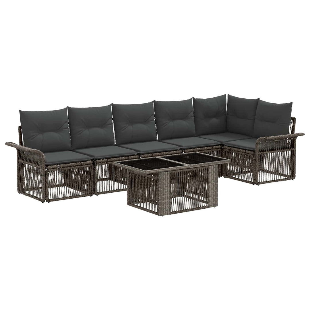 Havesofa Sæt 7 stk. Grå og Mørkegrå polyrattan