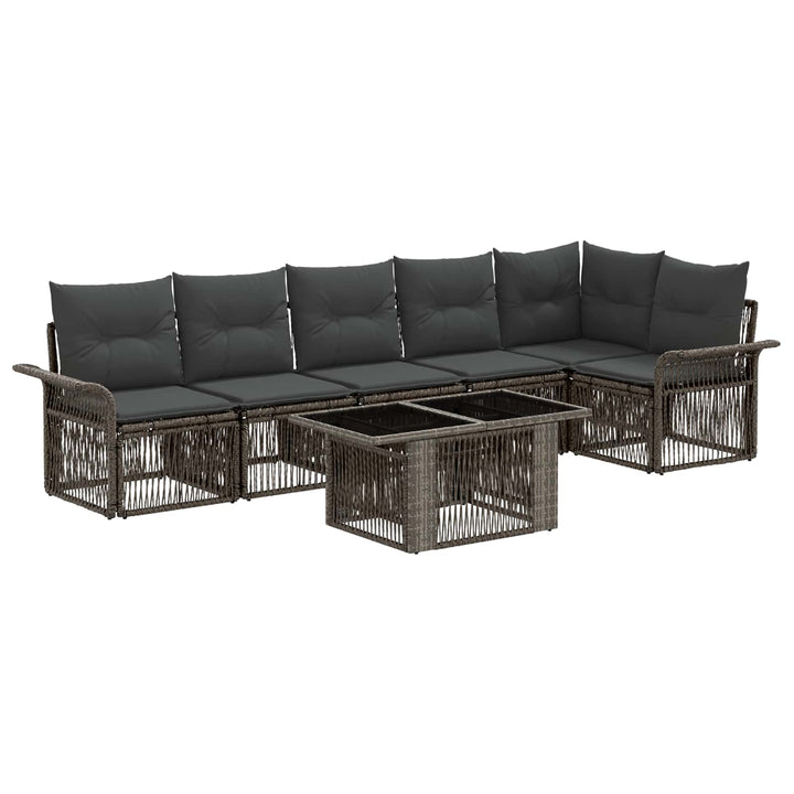 Havesofa Sæt 7 stk. Grå og Mørkegrå polyrattan