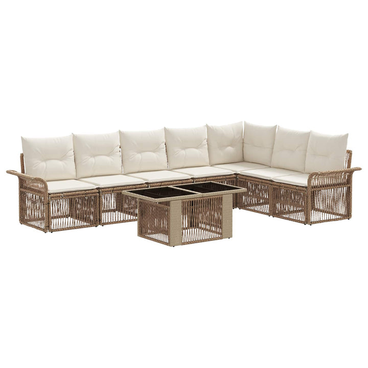 Havesofa Sæt 8 stk. Beige og cremehvid polyrattan