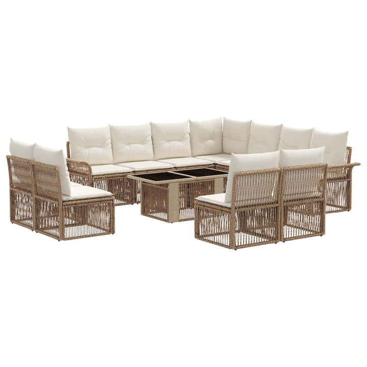 Havesofa Sæt 12 stk. Beige og cremehvid polyrattan