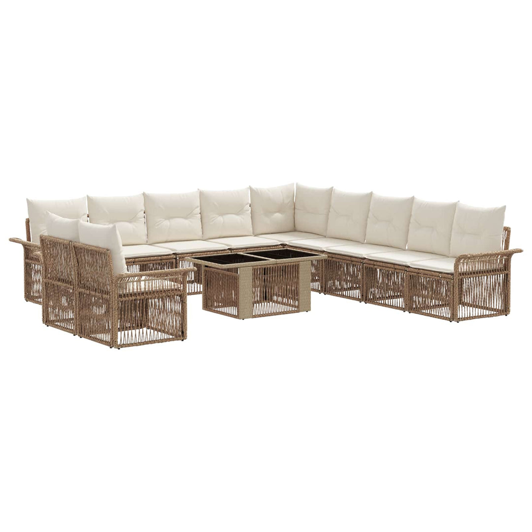 Havesofa Sæt 12 stk. Beige og cremehvid polyrattan