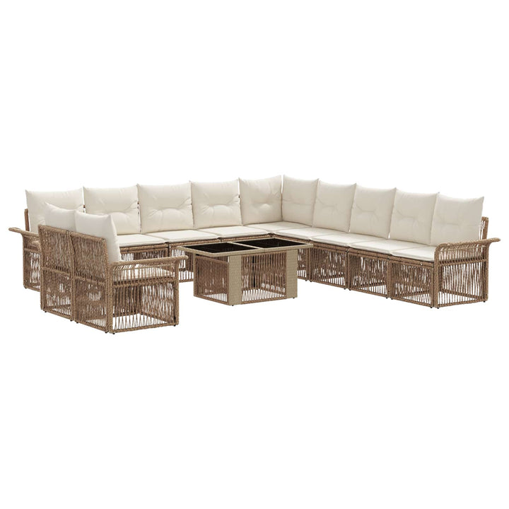 Havesofa Sæt 12 stk. Beige og cremehvid polyrattan