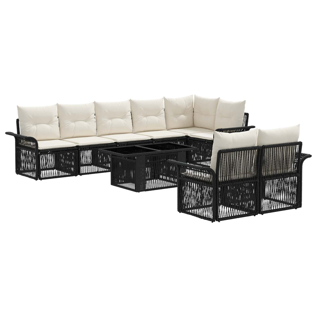 Havesofa Sæt 9 stk. Sort og Cremehvid polyrattan
