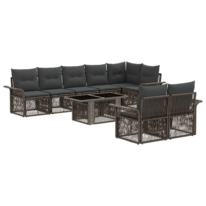 Havesofa Sæt 9 stk. Grå og Mørkegrå polyrattan