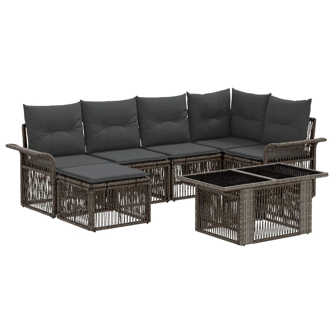 Havesofa Sæt 7 stk. Grå og Mørkegrå polyrattan