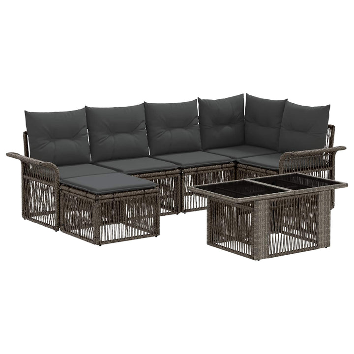 Havesofa Sæt 7 stk. Grå og Mørkegrå polyrattan