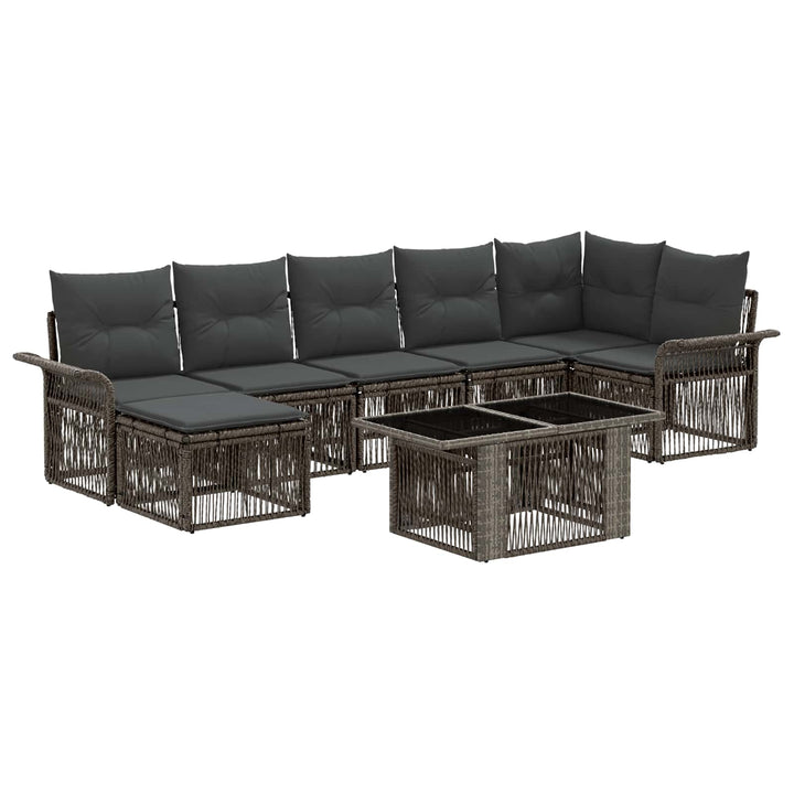 Havesofa Sæt 8 stk. Grå og Mørkegrå polyrattan