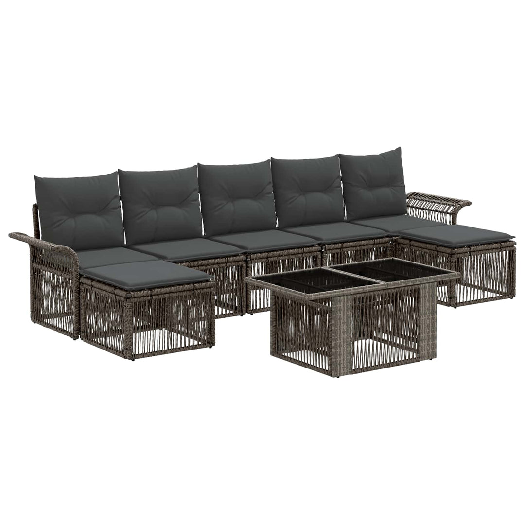 Havesofa Sæt 8 stk. Grå og Mørkegrå polyrattan