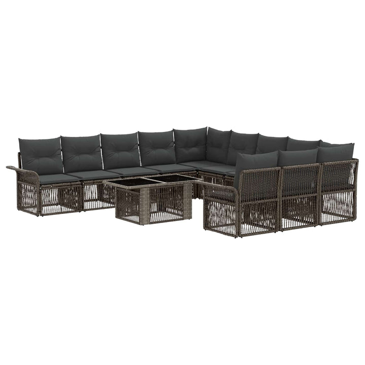 Havesofa Sæt 12 stk. Grå og Mørkegrå polyrattan