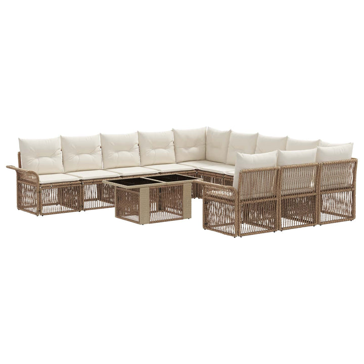 Havesofa Sæt 12 stk. Beige og cremehvid polyrattan