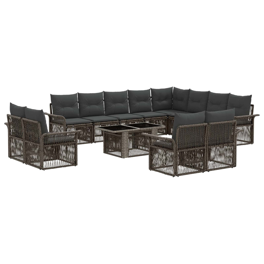 Havesofa Sæt 13 stk. Grå og Mørkegrå polyrattan