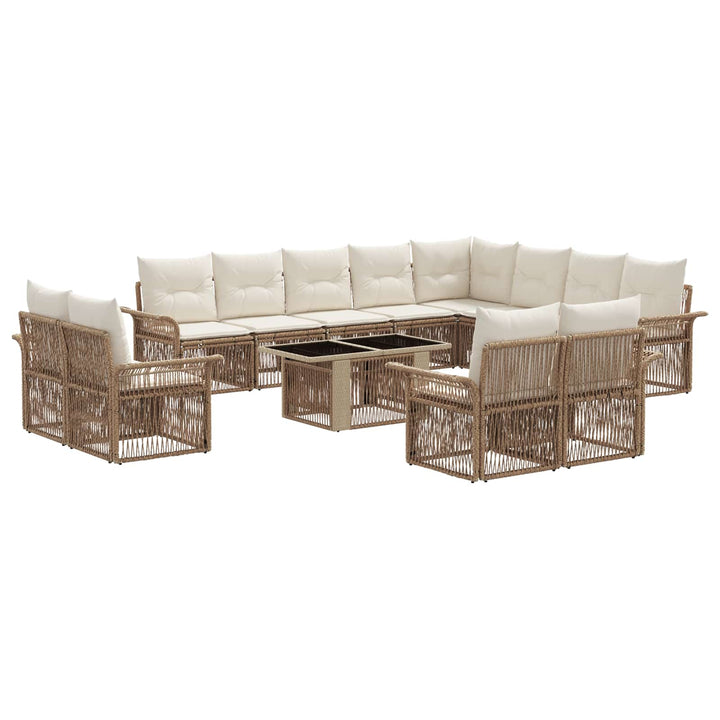Havesofa Sæt 13 stk. Beige og cremehvid polyrattan