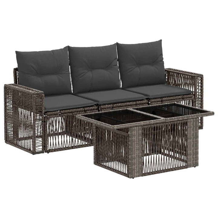 Havesofa Sæt 4 stk. Grå og Mørkegrå polyrattan