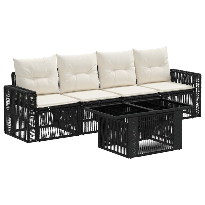 Havesofa Sæt 5 stk. Sort og Cremehvid polyrattan