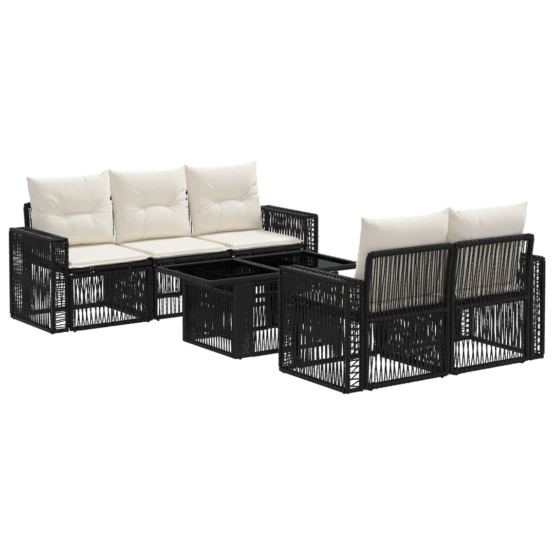 Havesofa Sæt 6 stk. Sort og Cremehvid polyrattan