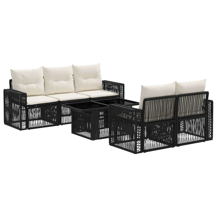 Havesofa Sæt 6 stk. Sort og Cremehvid polyrattan