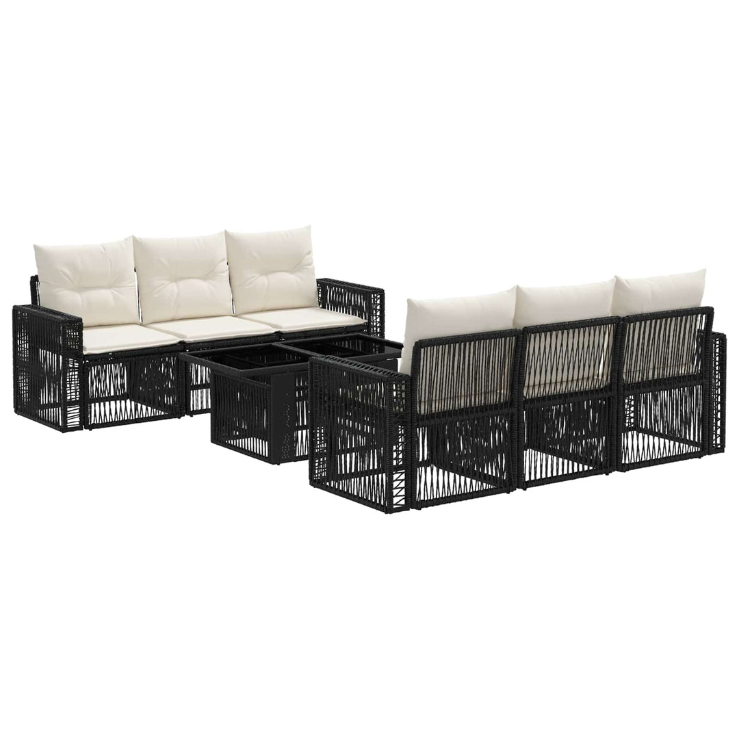 Havesofa Sæt 7 stk. Sort og Cremehvid polyrattan