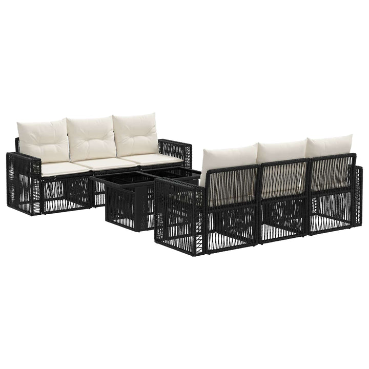 Havesofa Sæt 7 stk. Sort og Cremehvid polyrattan