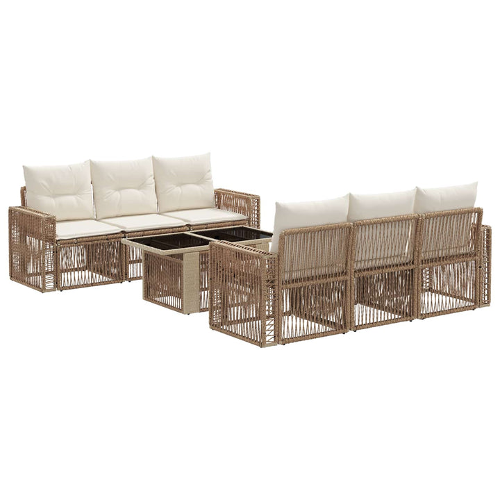 Havesofa Sæt 7 stk. Beige og cremehvid polyrattan