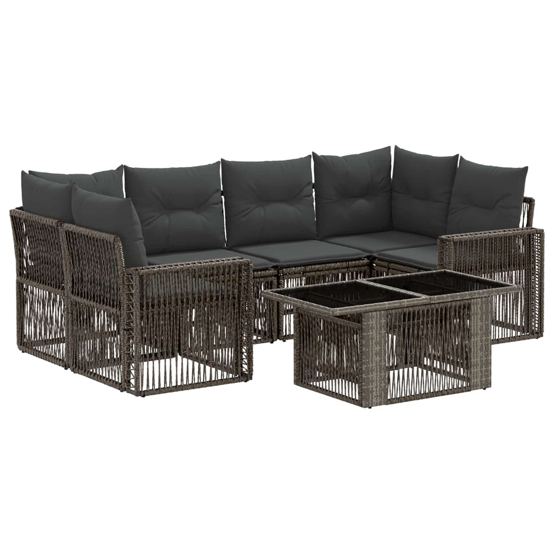 Havesofa Sæt 7 stk. Grå og Mørkegrå polyrattan