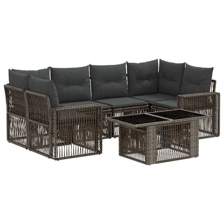 Havesofa Sæt 7 stk. Grå og Mørkegrå polyrattan