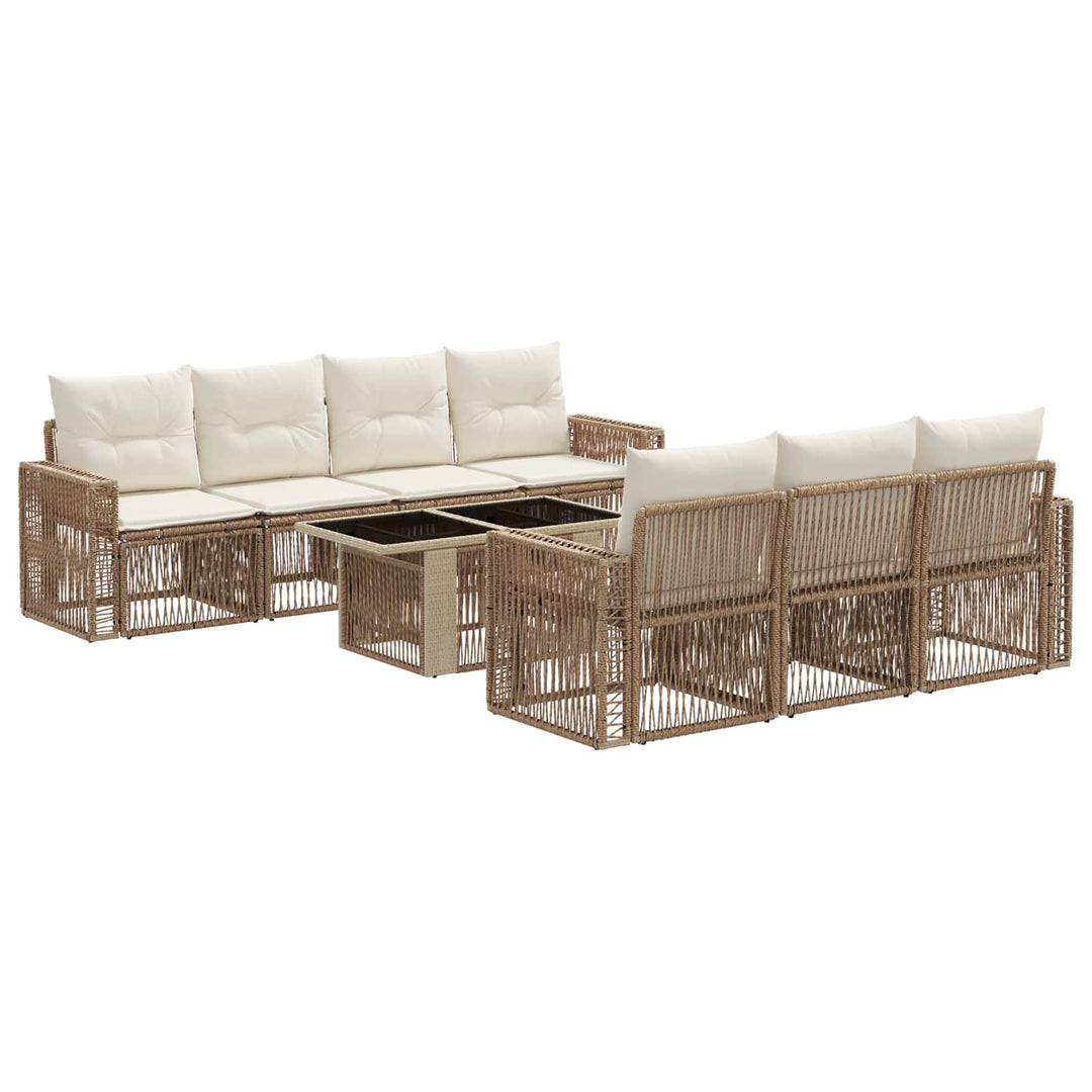 Havesofa Sæt 8 stk. Beige og cremehvid polyrattan
