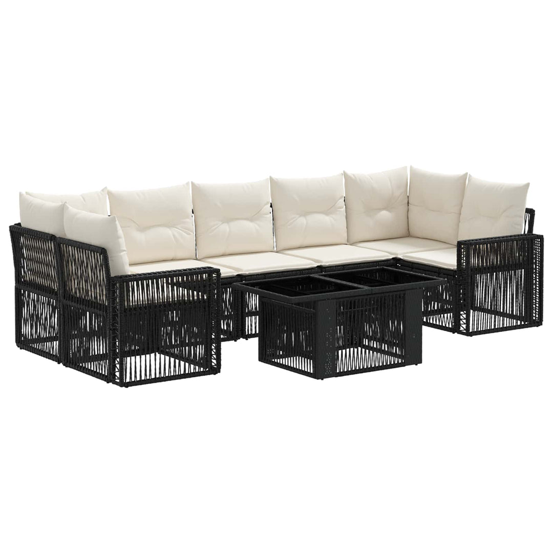 Havesofa Sæt 8 stk. Sort og Cremehvid polyrattan