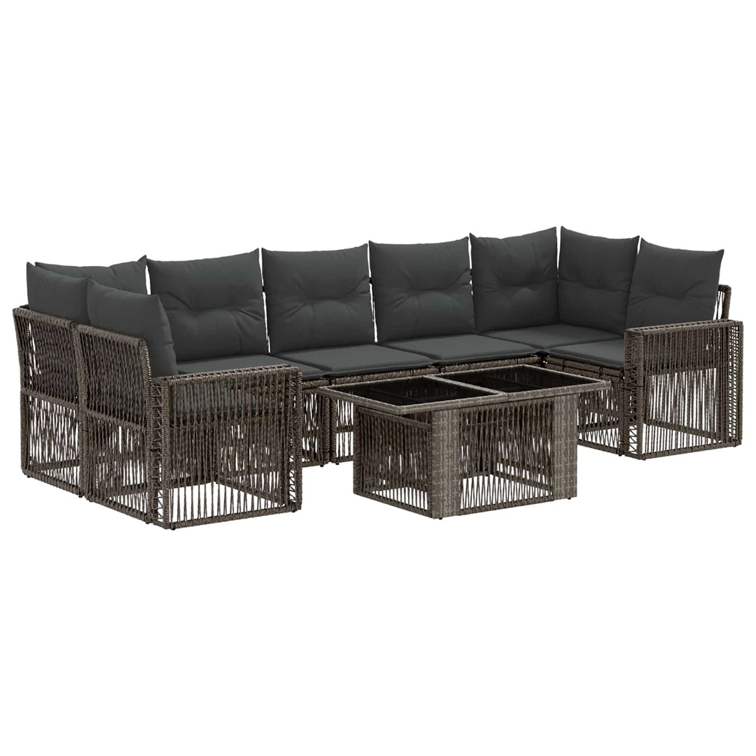 Havesofa Sæt 8 stk. Grå og Mørkegrå polyrattan