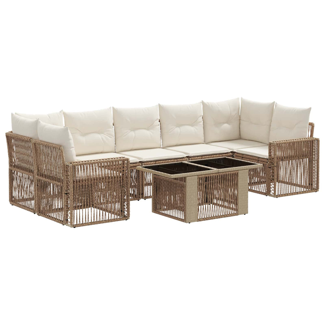 Havesofa Sæt 8 stk. Beige og cremehvid polyrattan