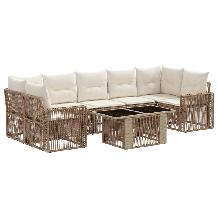 Havesofa Sæt 8 stk. Beige og cremehvid polyrattan