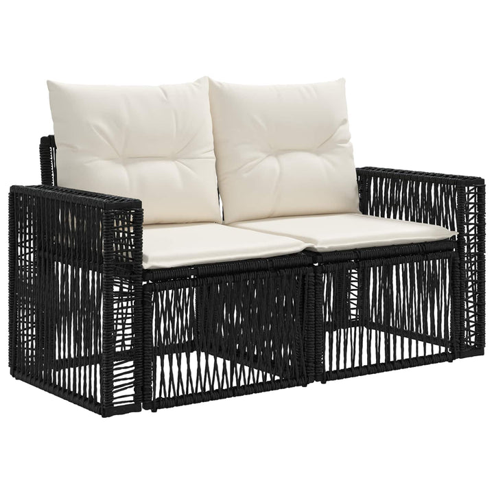 Havesofa Sæt 9 stk. Sort og Cremehvid polyrattan