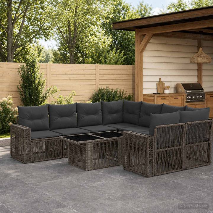 Havesofa Sæt 9 stk. Grå og Mørkegrå polyrattan