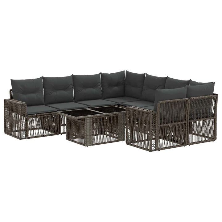 Havesofa Sæt 9 stk. Grå og Mørkegrå polyrattan