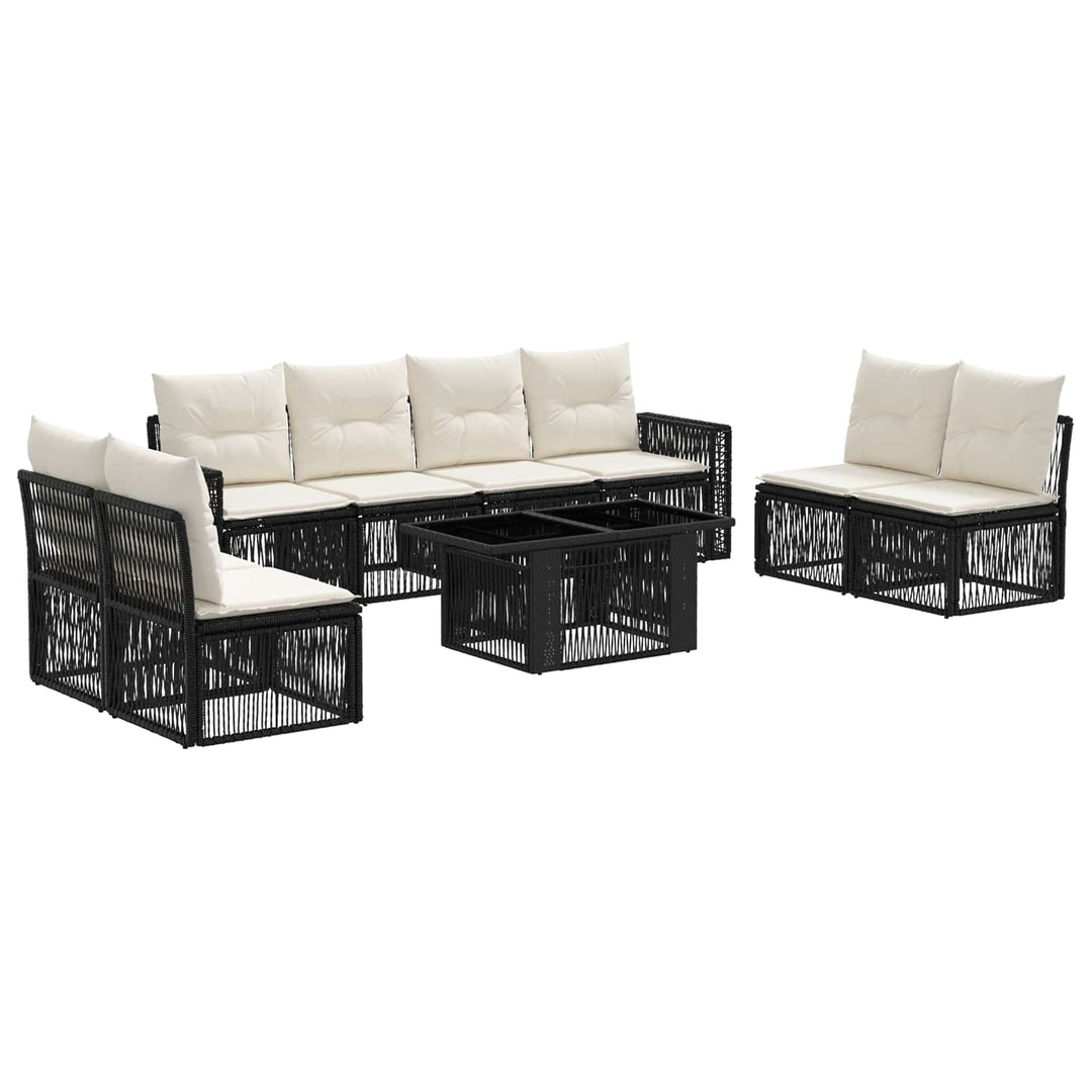 Havesofa Sæt 9 stk. Sort og Cremehvid polyrattan