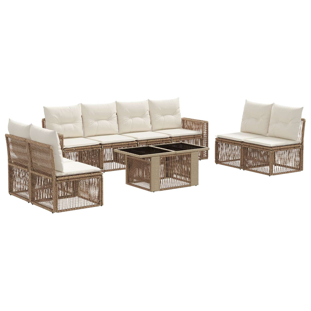 Havesofa Sæt 9 stk. Beige og cremehvid polyrattan