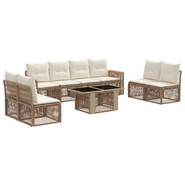 Havesofa Sæt 9 stk. Beige og cremehvid polyrattan
