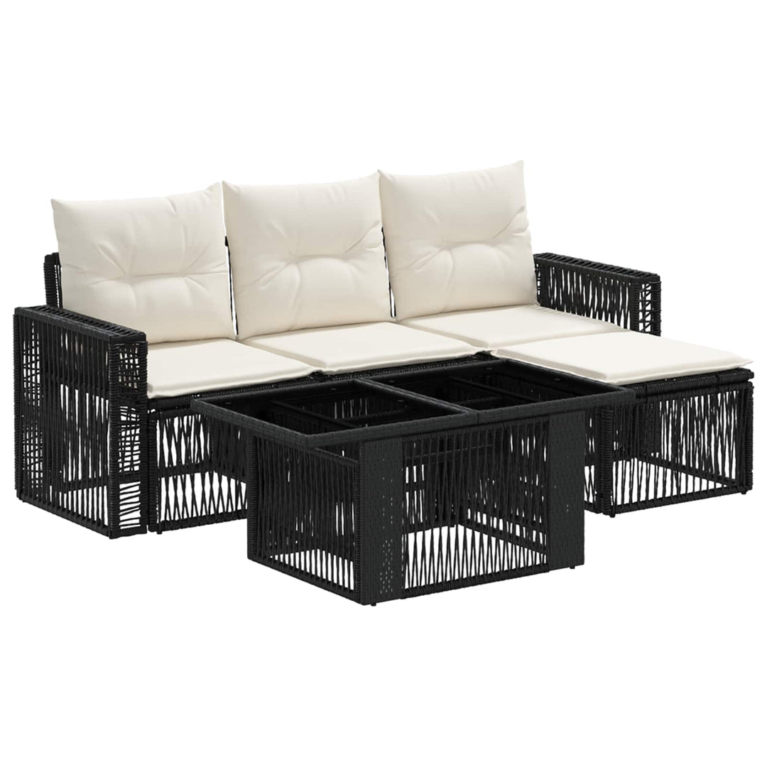 Havesofa Sæt 5 stk. Sort og Cremehvid polyrattan