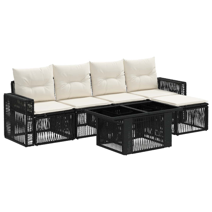 Havesofa Sæt 6 stk. Sort og Cremehvid polyrattan