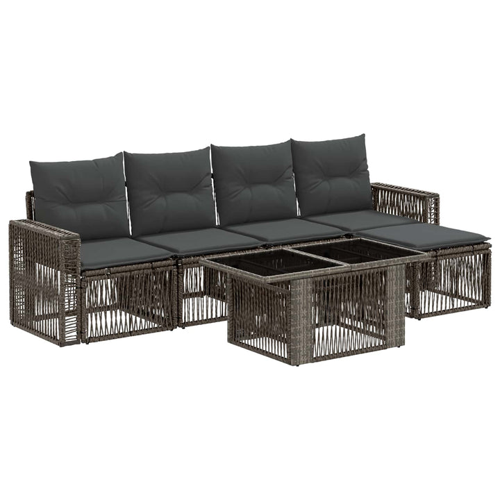 Havesofa Sæt 6 stk. Grå og Mørkegrå polyrattan