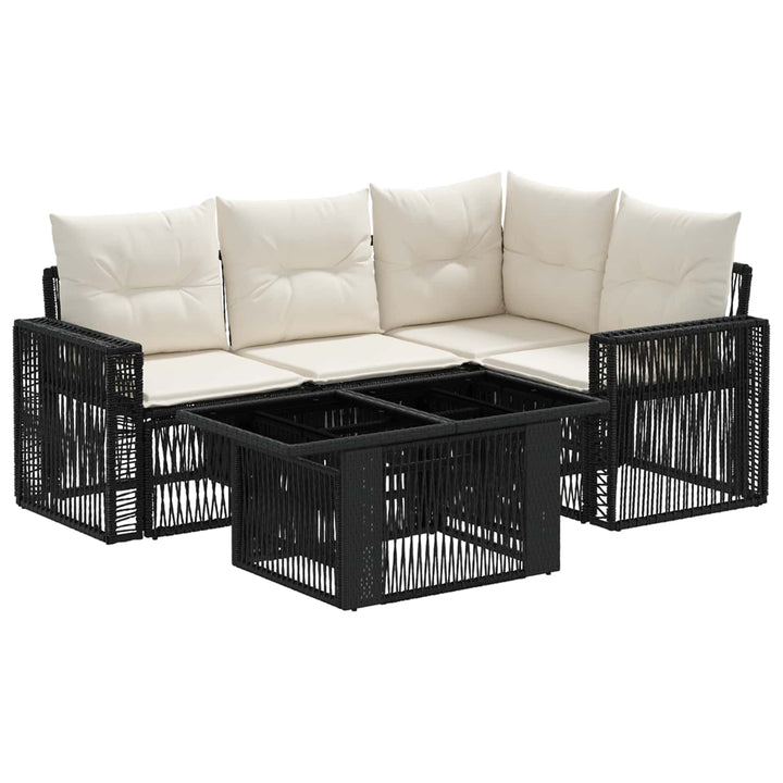 Havesofa Sæt 5 stk. Sort og Cremehvid polyrattan