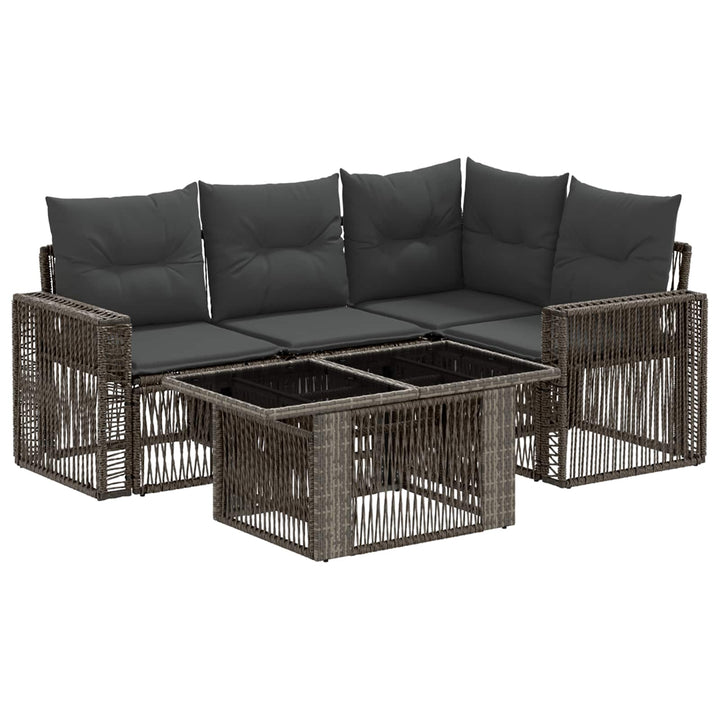 Havesofa Sæt 5 stk. Grå og Mørkegrå polyrattan