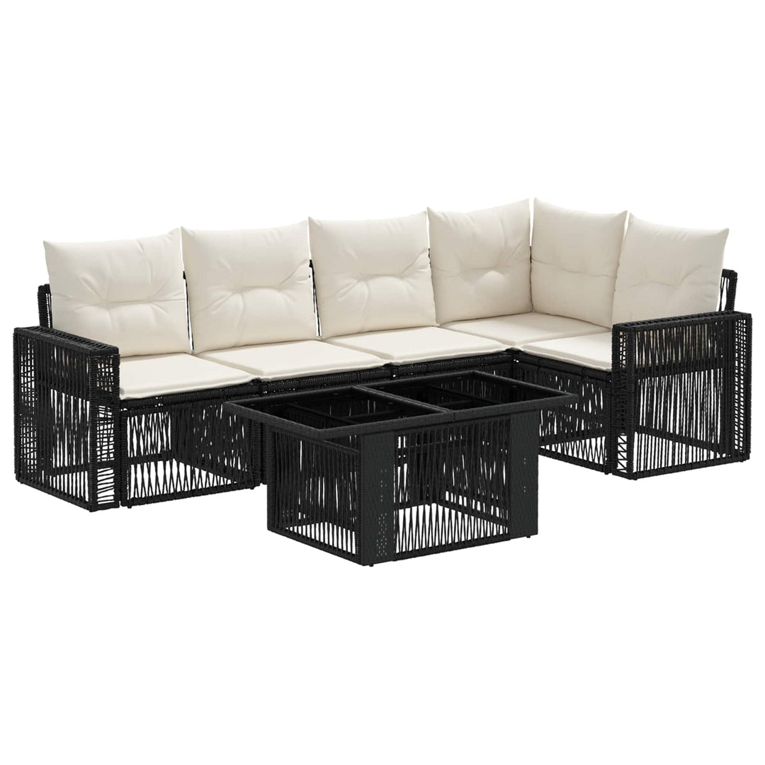 Havesofa Sæt 6 stk. Sort og Cremehvid polyrattan