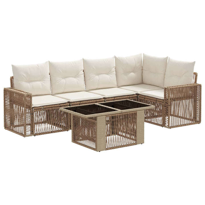 Havesofa Sæt 6 stk. Beige og cremehvid polyrattan