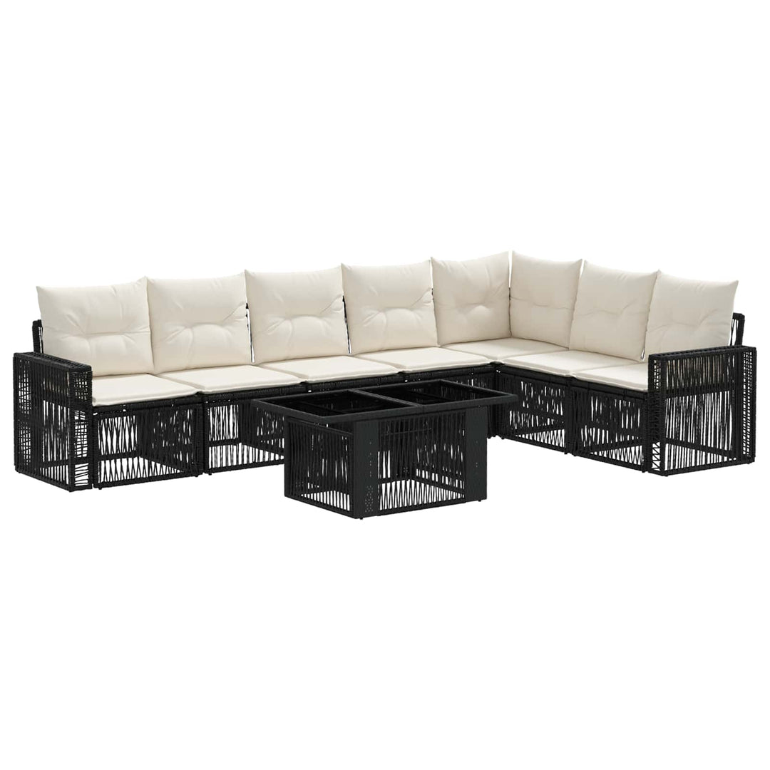 Havesofa Sæt 8 stk. Sort og Cremehvid polyrattan