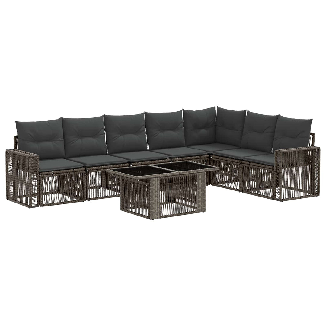 Havesofa Sæt 8 stk. Grå og Mørkegrå polyrattan