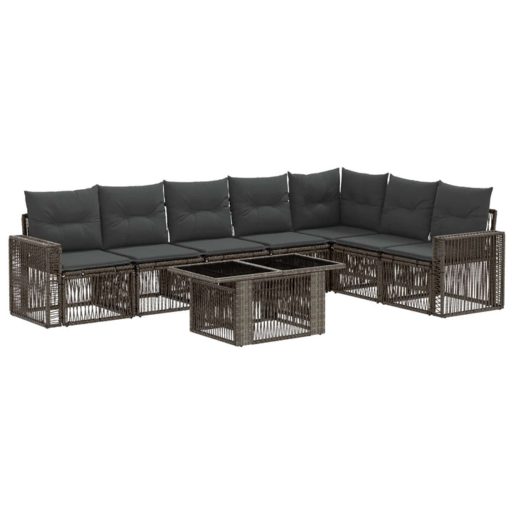 Havesofa Sæt 8 stk. Grå og Mørkegrå polyrattan