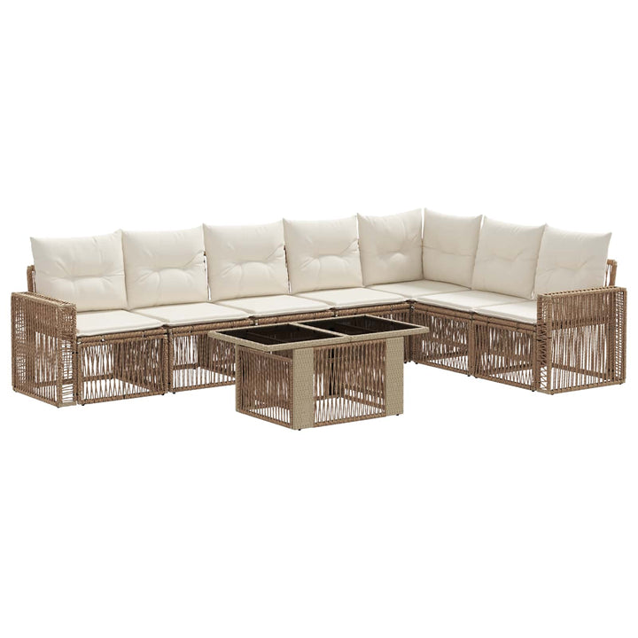 Havesofa Sæt 8 stk. Beige og cremehvid polyrattan