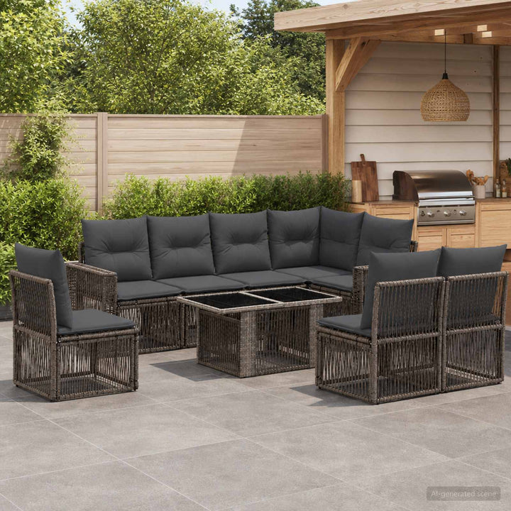 Havesofa Sæt 9 stk. Grå og Mørkegrå polyrattan