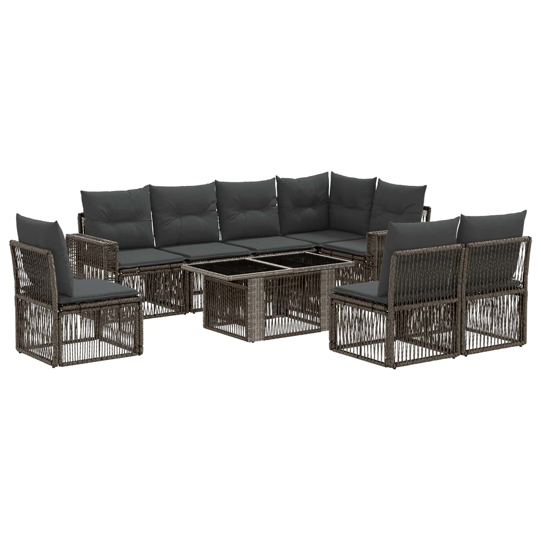Havesofa Sæt 9 stk. Grå og Mørkegrå polyrattan